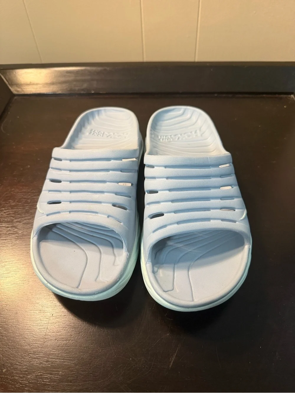 Hoka One One Kids Light Blue Slip-On Slide Sandals